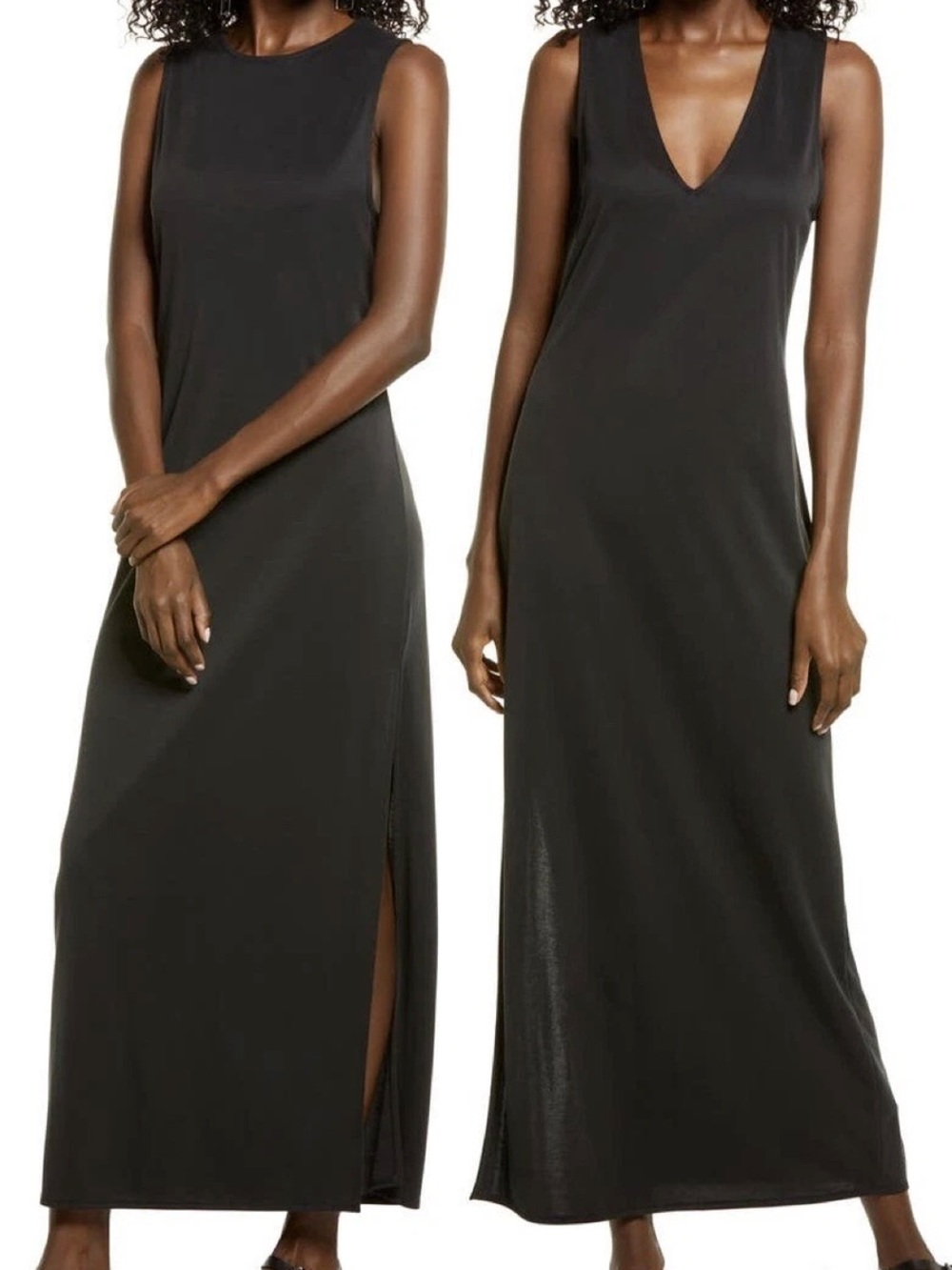 Open Edit Wear Two Ways Knit Midi Dress XS Black Reversible Maxi